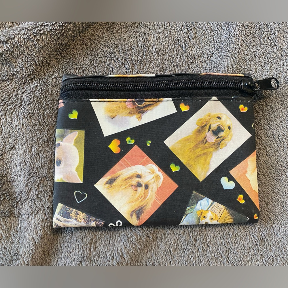 Black Dog Print Zipper Pouch